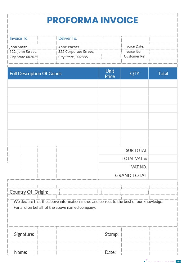 Download Sample Proforma Invoice Template Photoshop template